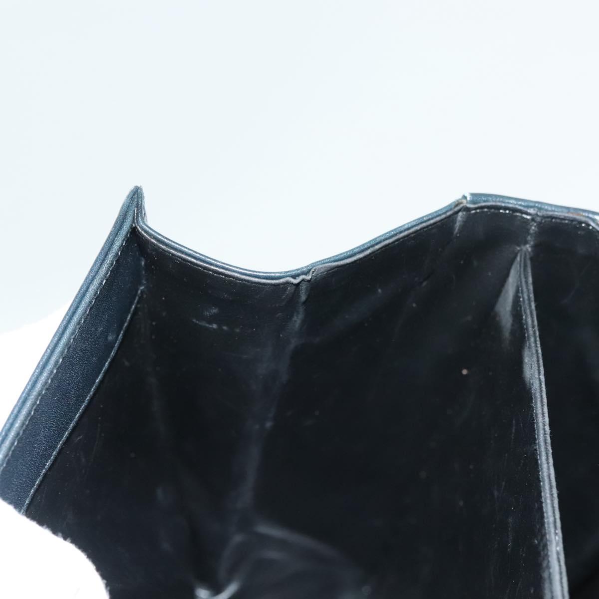 Salvatore Ferragamo Gancini Hand Bag Leather Navy Gold Auth 137969