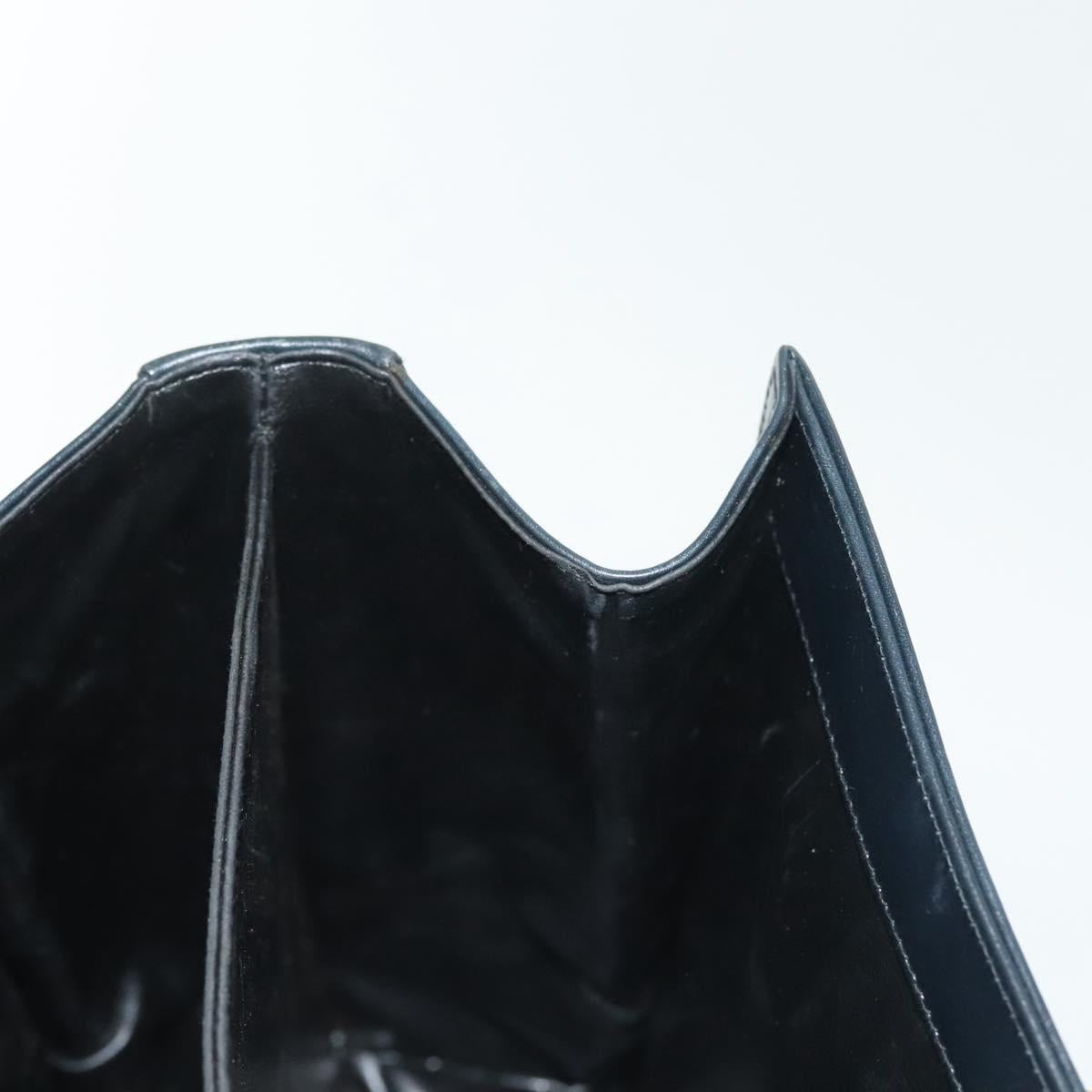 Salvatore Ferragamo Gancini Hand Bag Leather Navy Gold Auth 137969