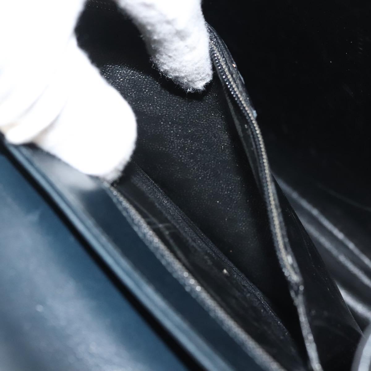 Salvatore Ferragamo Gancini Hand Bag Leather Navy Gold Auth 137969