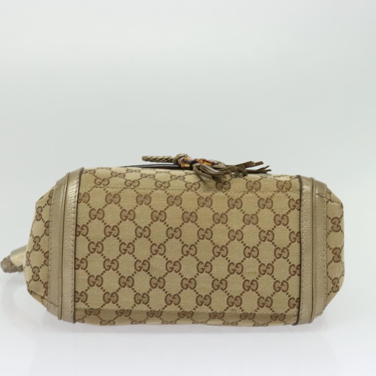 GUCCI GG Canvas Bamboo Shoulder Bag Beige Gold 282301 Auth 137972