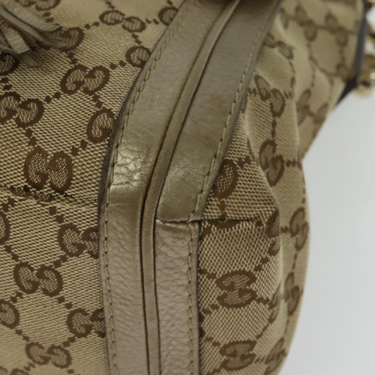 GUCCI GG Canvas Bamboo Shoulder Bag Beige Gold 282301 Auth 137972