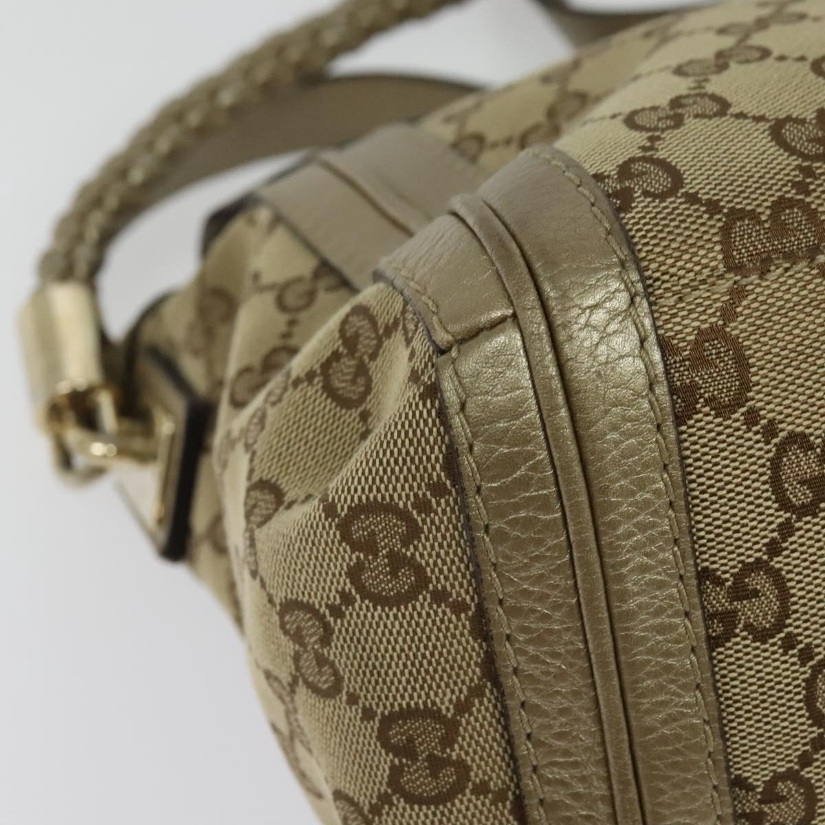 GUCCI GG Canvas Bamboo Shoulder Bag Beige Gold 282301 Auth 137972