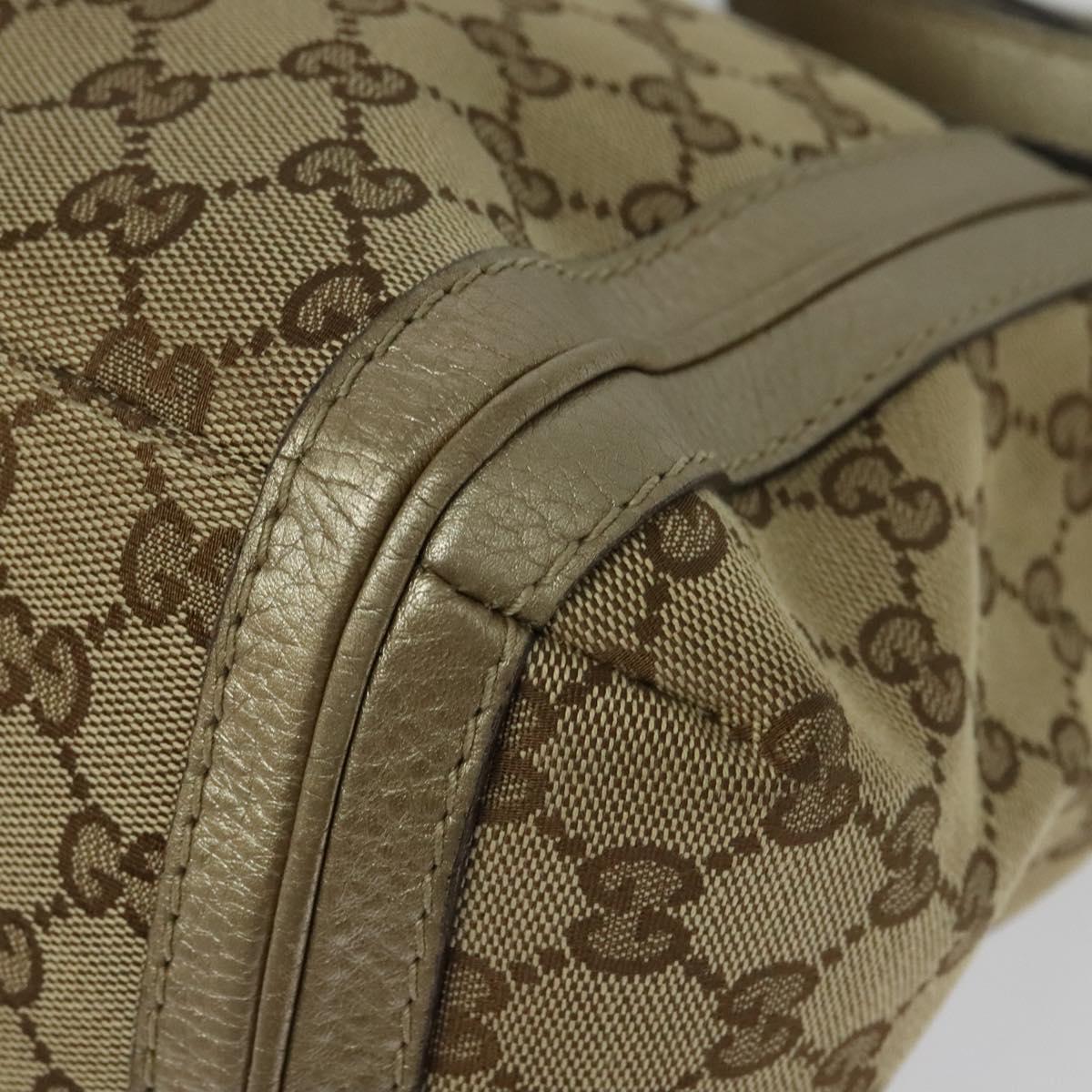 GUCCI GG Canvas Bamboo Shoulder Bag Beige Gold 282301 Auth 137972