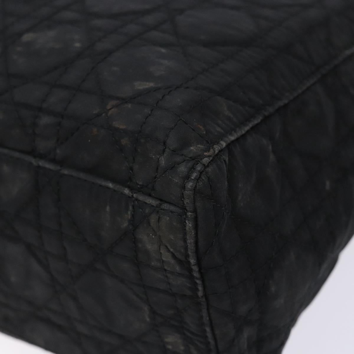 Christian Dior Canage Hand Bag Nylon Black Silver Auth 137984