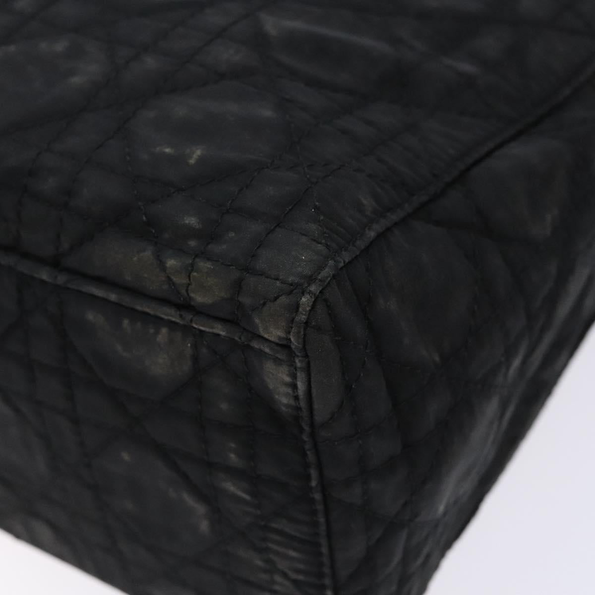 Christian Dior Canage Hand Bag Nylon Black Silver Auth 137984