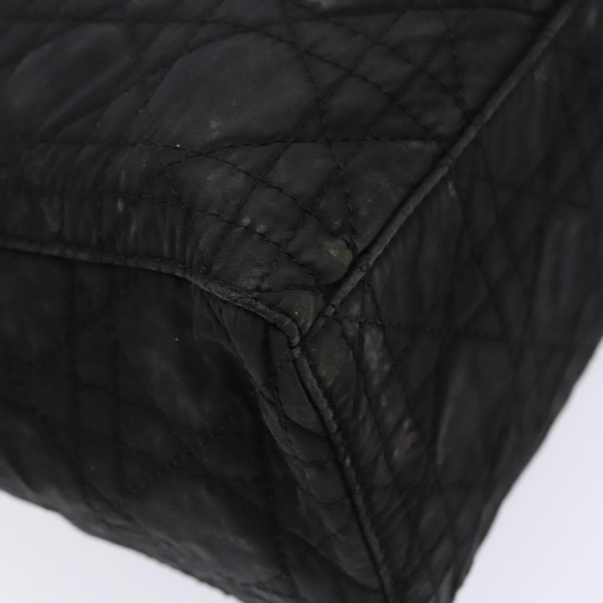 Christian Dior Canage Hand Bag Nylon Black Silver Auth 137984