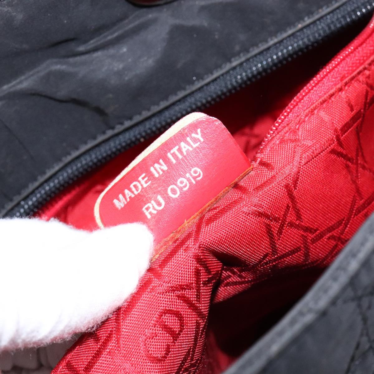 Christian Dior Canage Hand Bag Nylon Black Silver Auth 137984