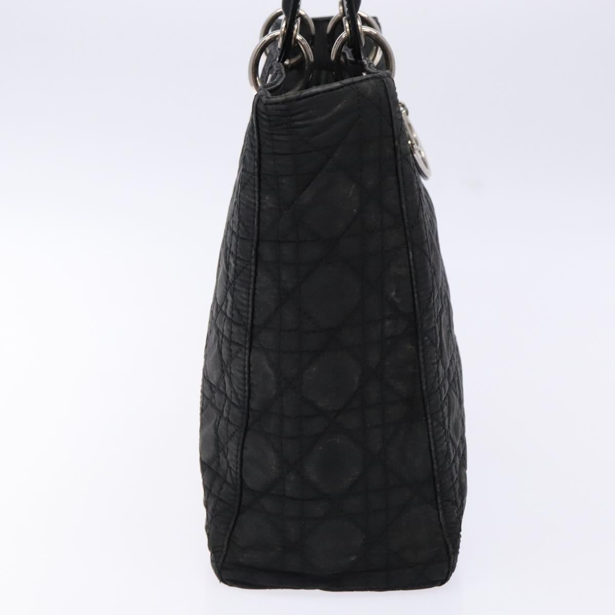 Christian Dior Canage Hand Bag Nylon Black Silver Auth 137984