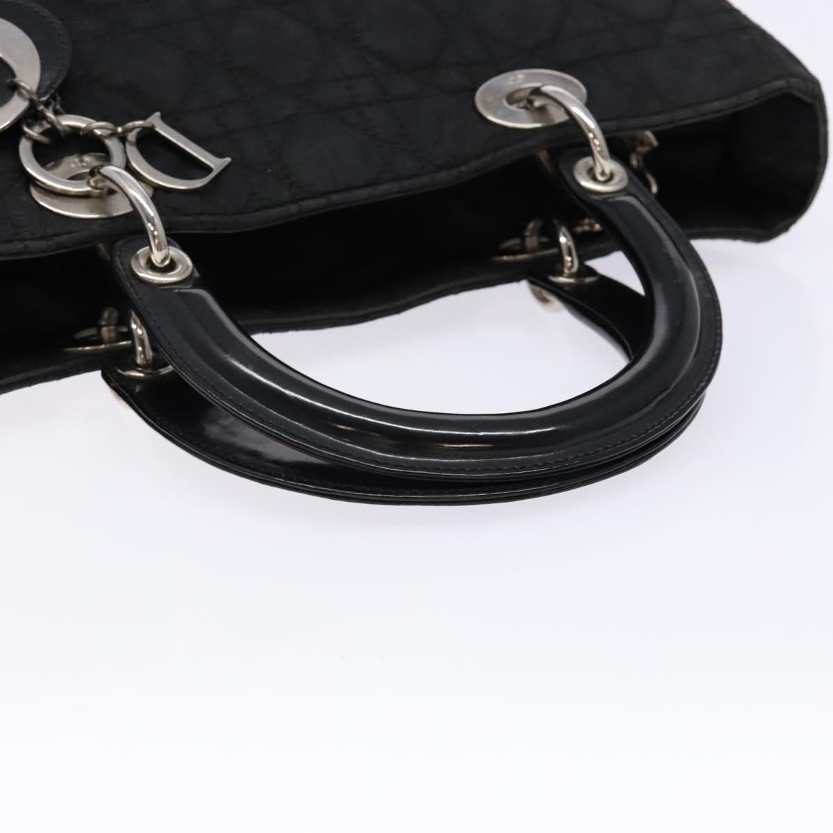 Christian Dior Canage Hand Bag Nylon Black Silver Auth 137984