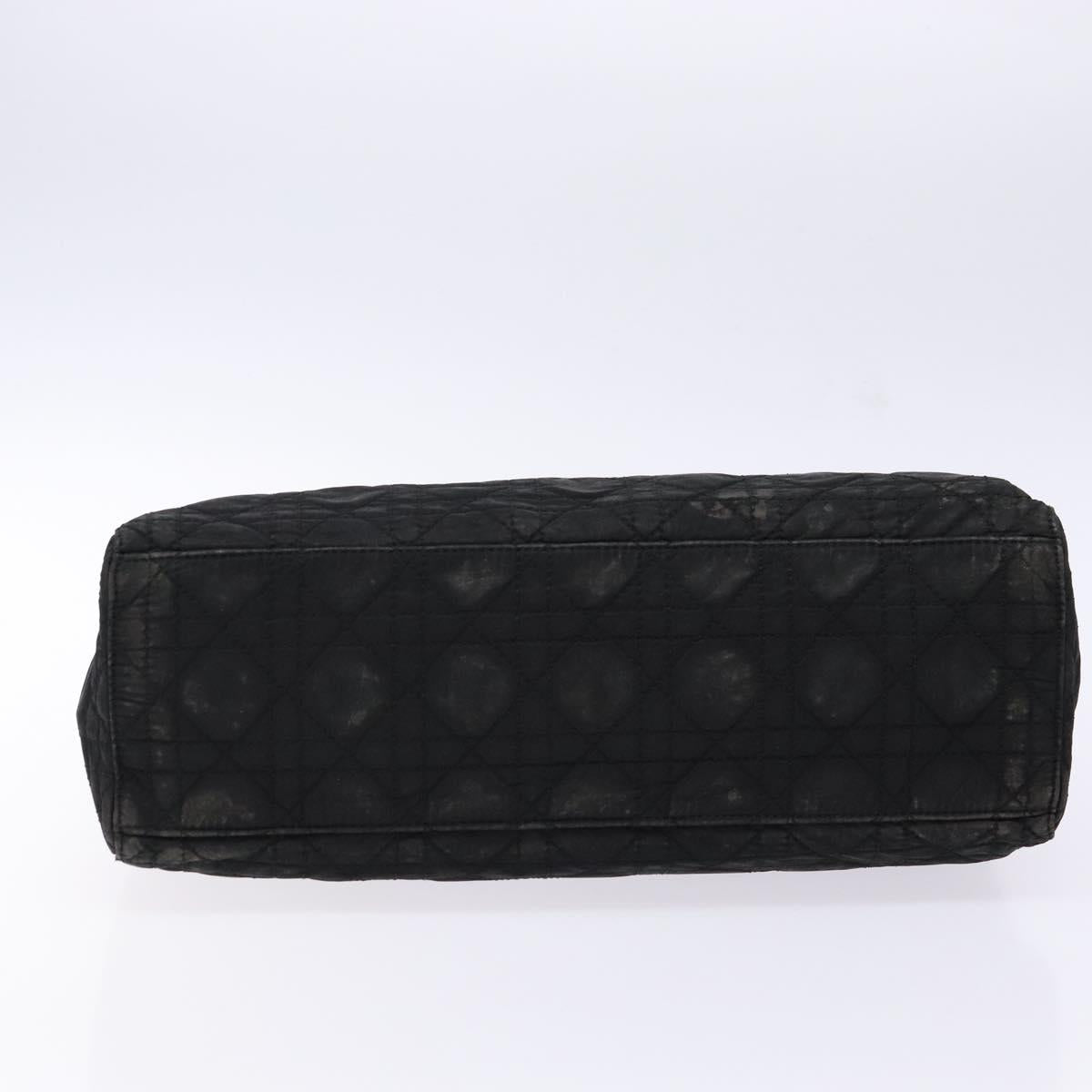 Christian Dior Canage Hand Bag Nylon Black Silver Auth 137984