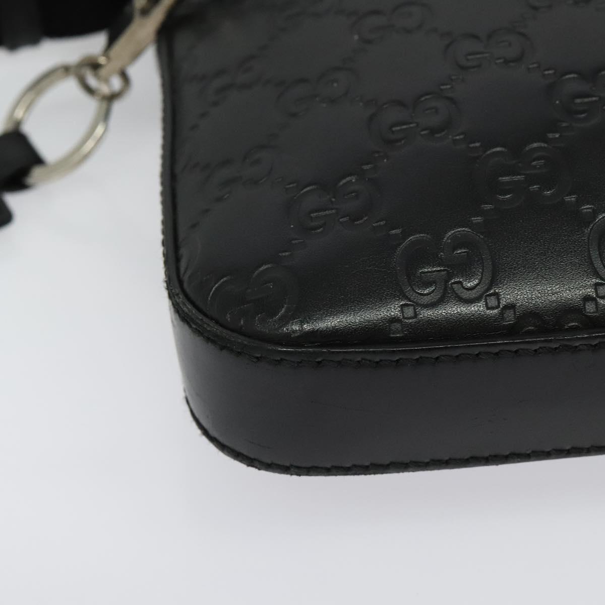 GUCCI GG Canvas Guccissima Shoulder Bag Leather Silver Black 406410 Auth 137990