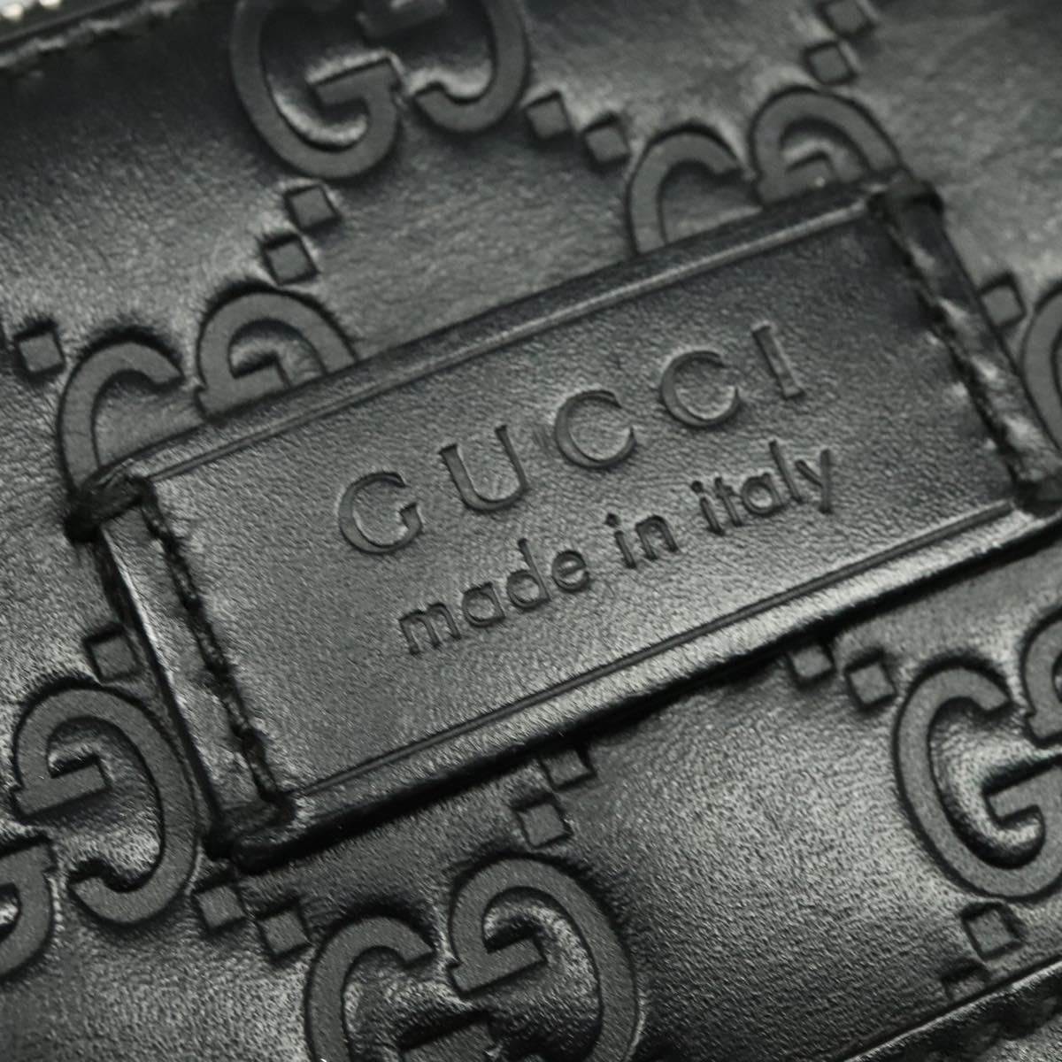 GUCCI GG Canvas Guccissima Shoulder Bag Leather Silver Black 406410 Auth 137990