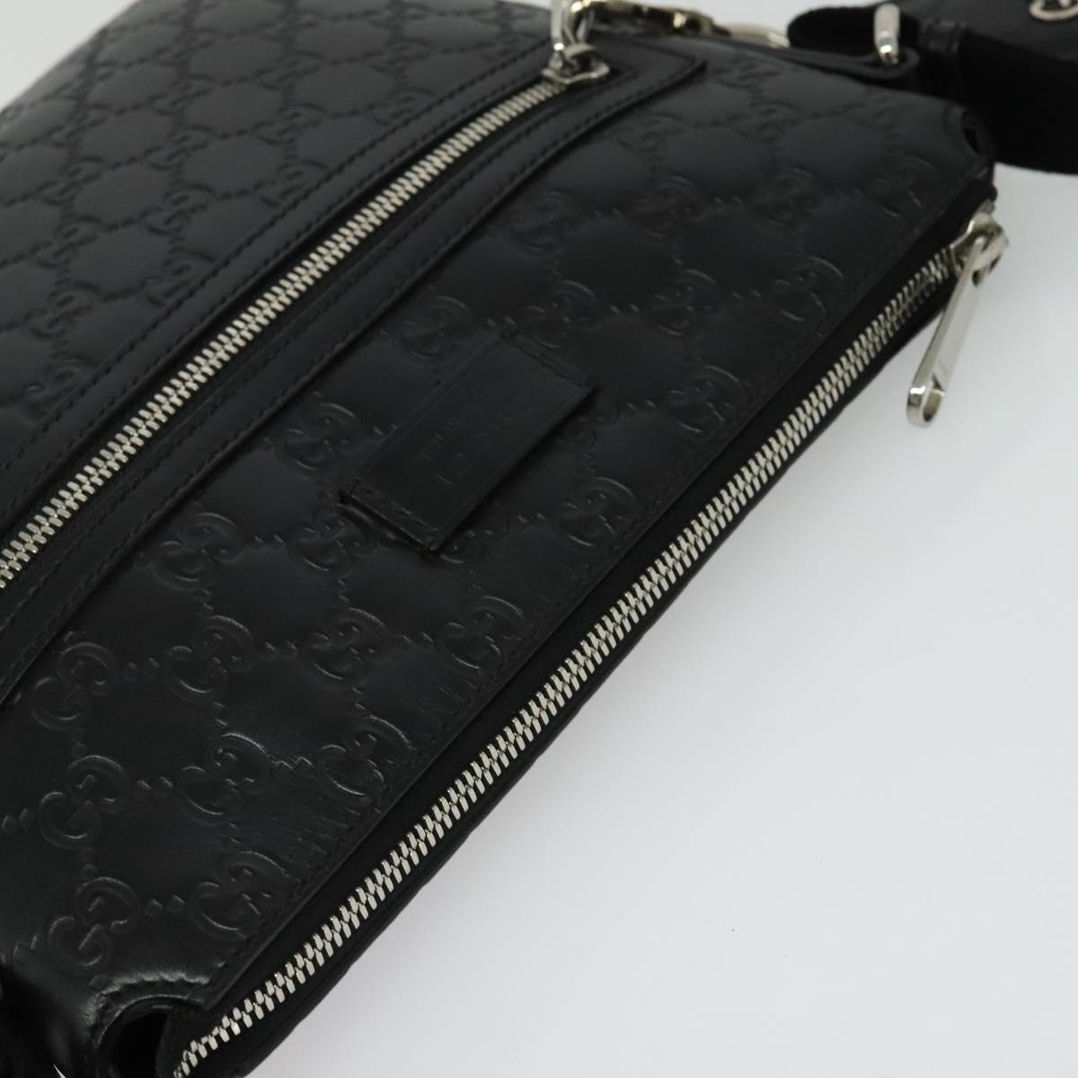 GUCCI GG Canvas Guccissima Shoulder Bag Leather Silver Black 406410 Auth 137990