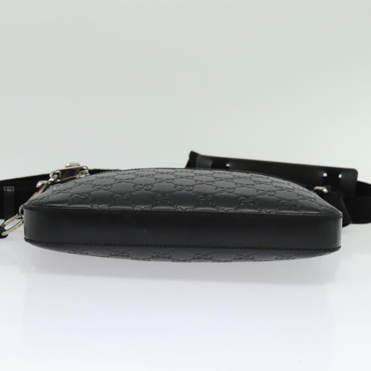 GUCCI GG Canvas Guccissima Shoulder Bag Leather Silver Black 406410 Auth 137990