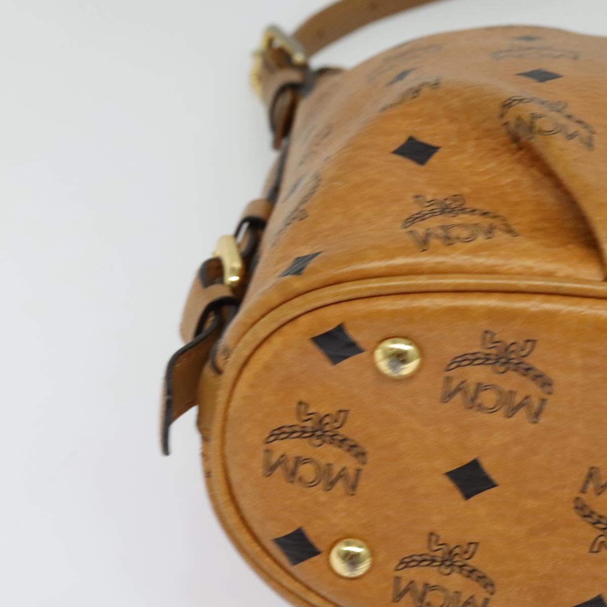MCM Logogram Vicetos Shoulder Bag PVC Leather Brown Gold Auth 138000