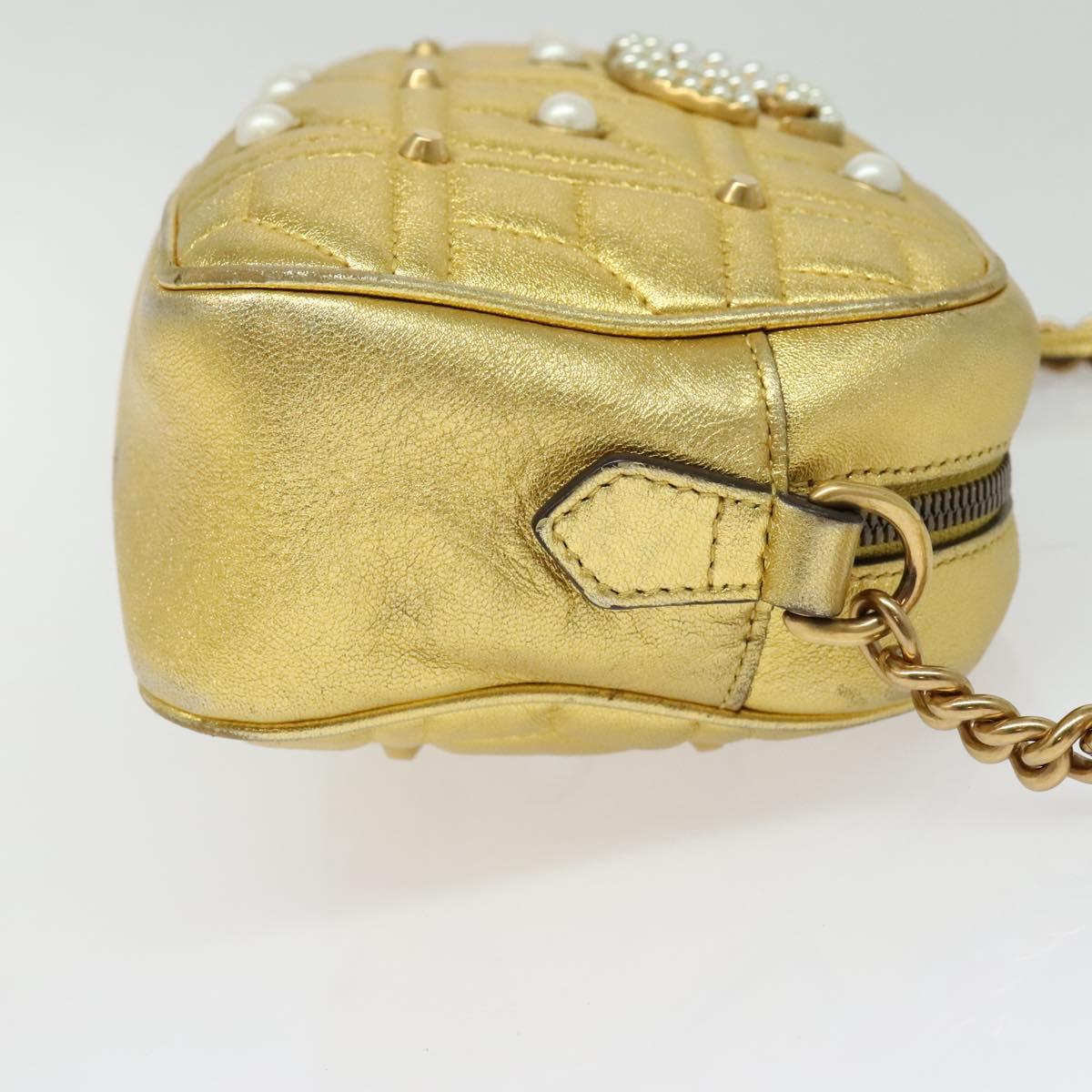 GUCCI GG Marmont Small Camera bag Chain Bag Leather Gold 447632 Auth 138001
