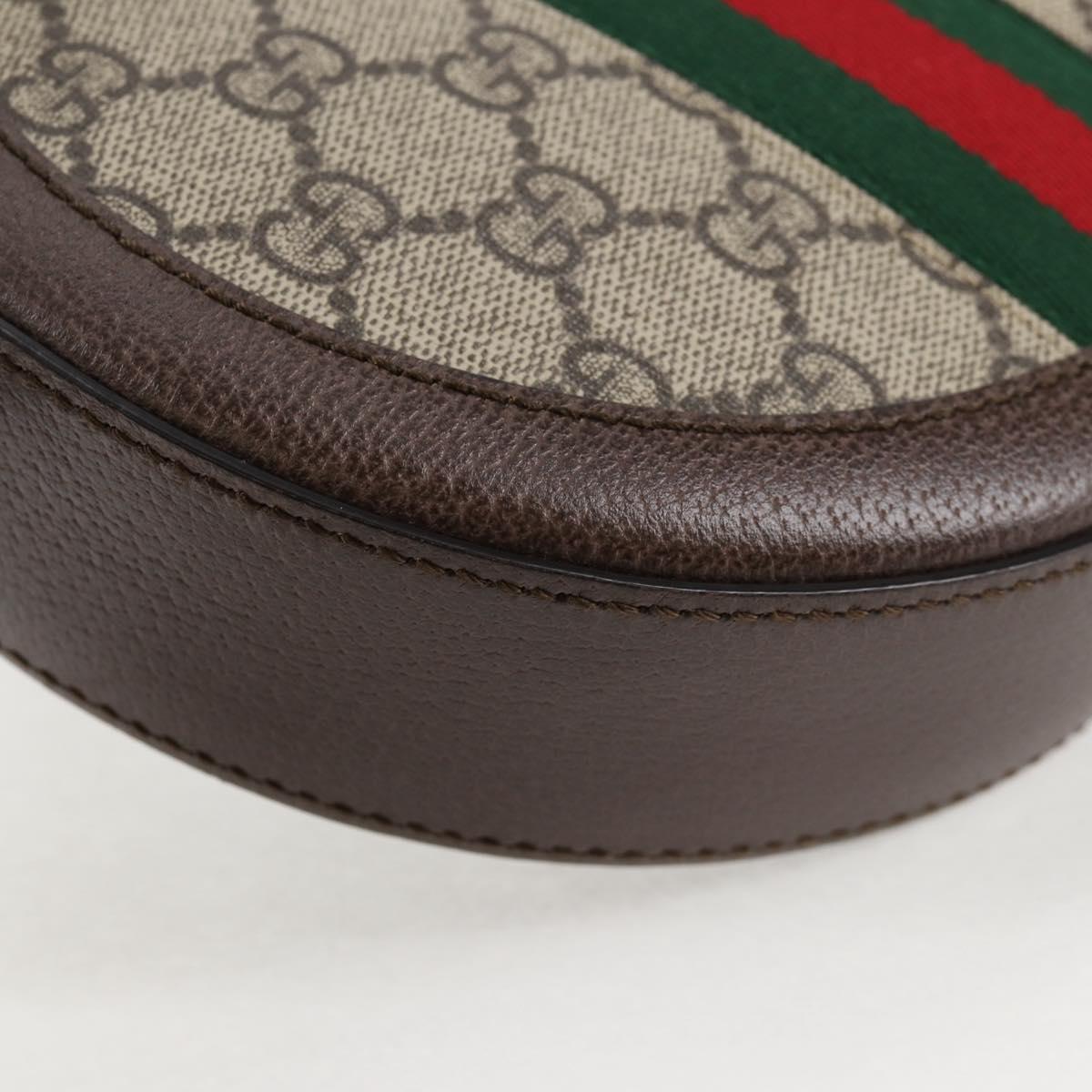 GUCCI GG Supreme Ophidia Chain Web Sherry Line Bag PVC Beige 550618 Auth 138002A