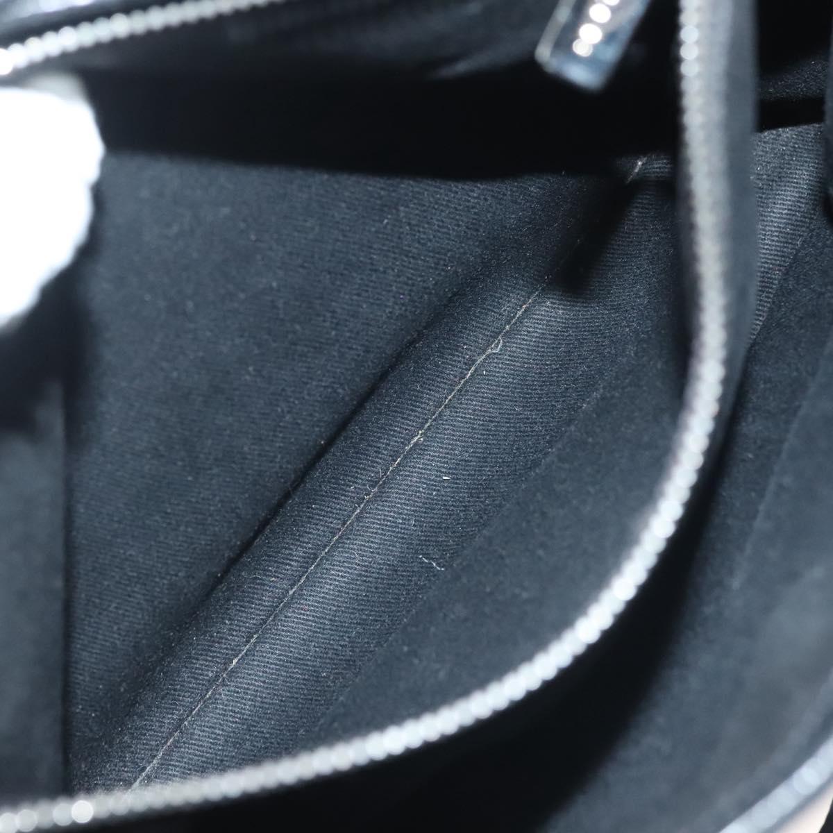 CELINE C Macadam Canvas Hand Bag Suede Black Silver Auth 138004