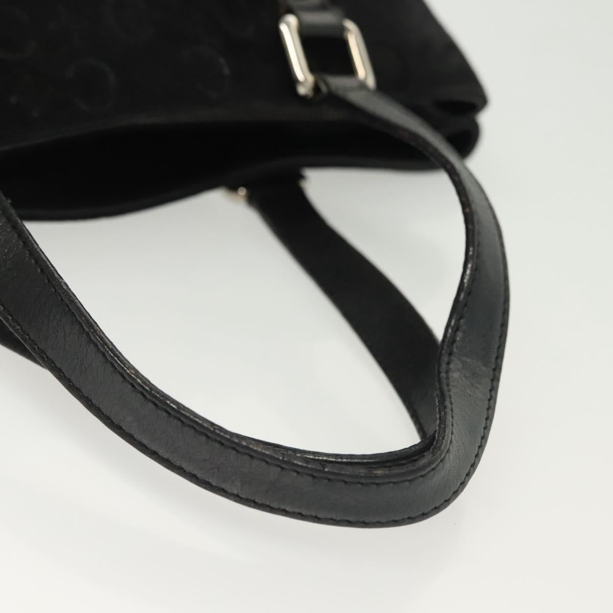 CELINE C Macadam Canvas Hand Bag Suede Black Silver Auth 138004
