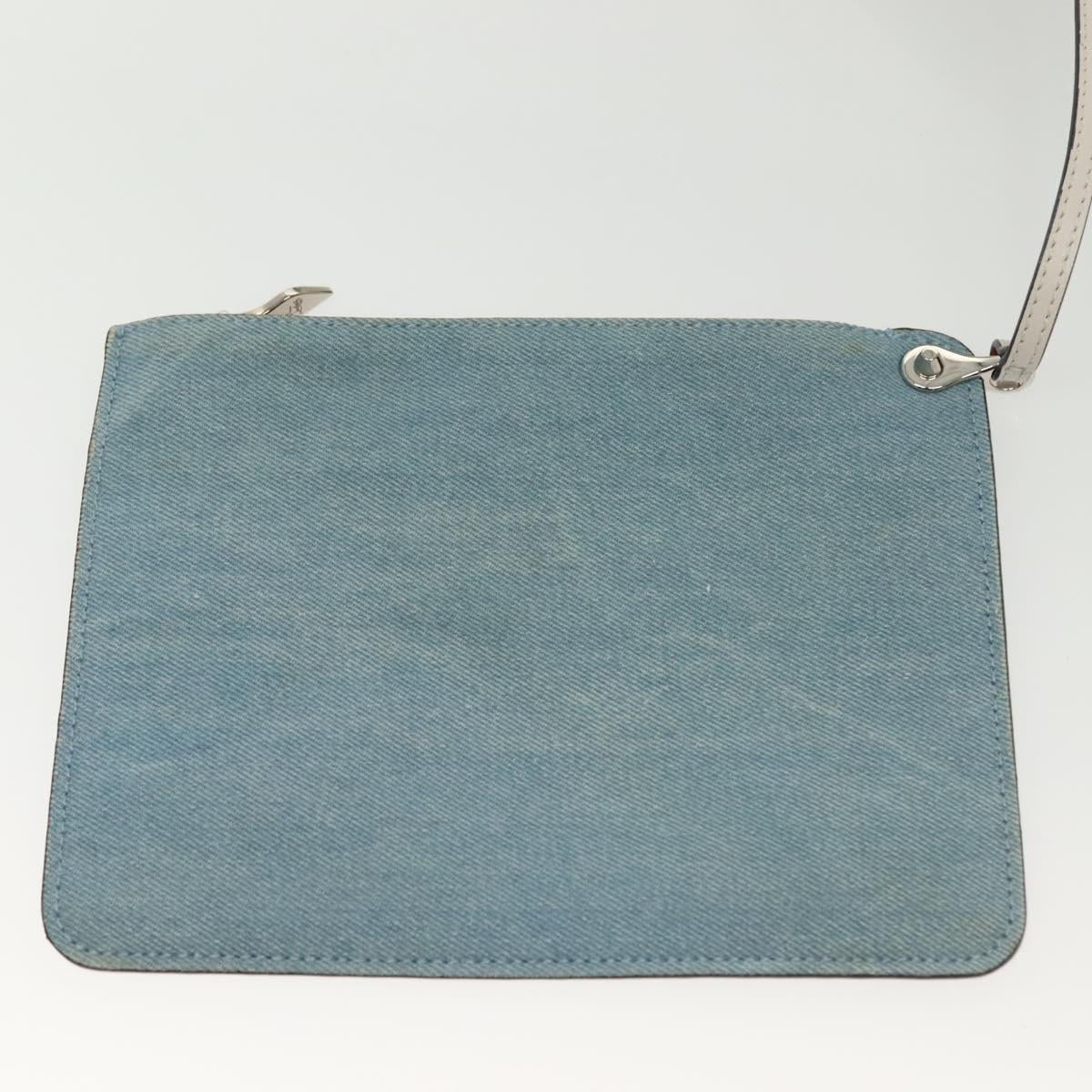 Christian Louboutin Studs Cabata Tote Bag Denim Light Blue Silver Auth 138019