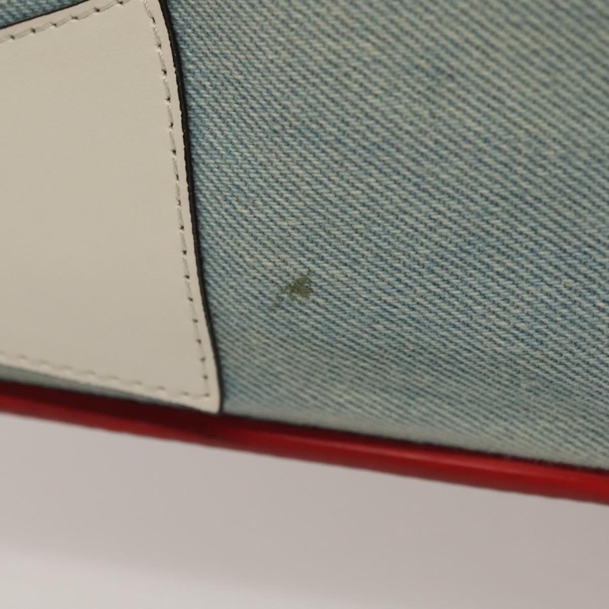 Christian Louboutin Studs Cabata Tote Bag Denim Light Blue Silver Auth 138019
