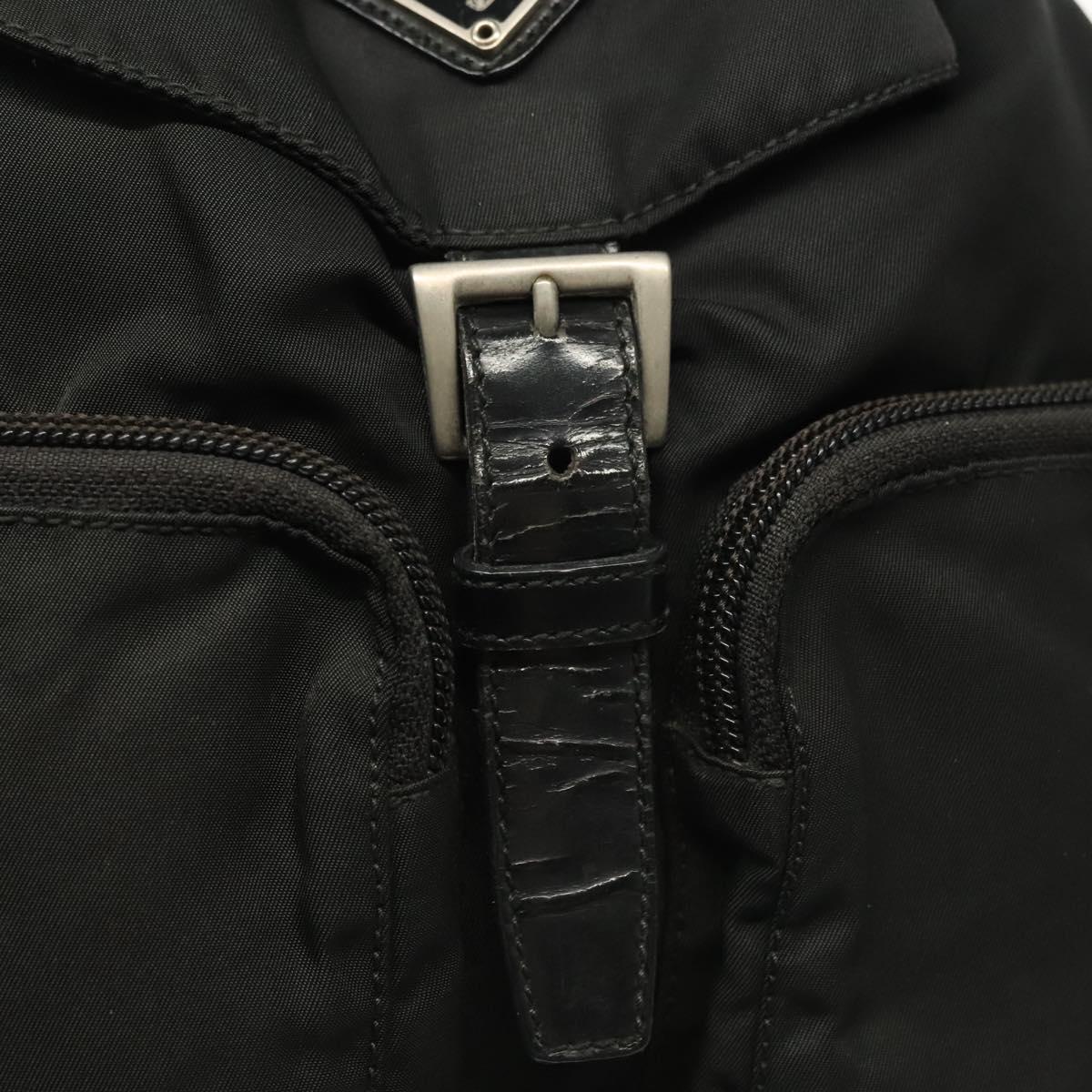 PRADA Backpack Nylon Black Silver Auth 138031
