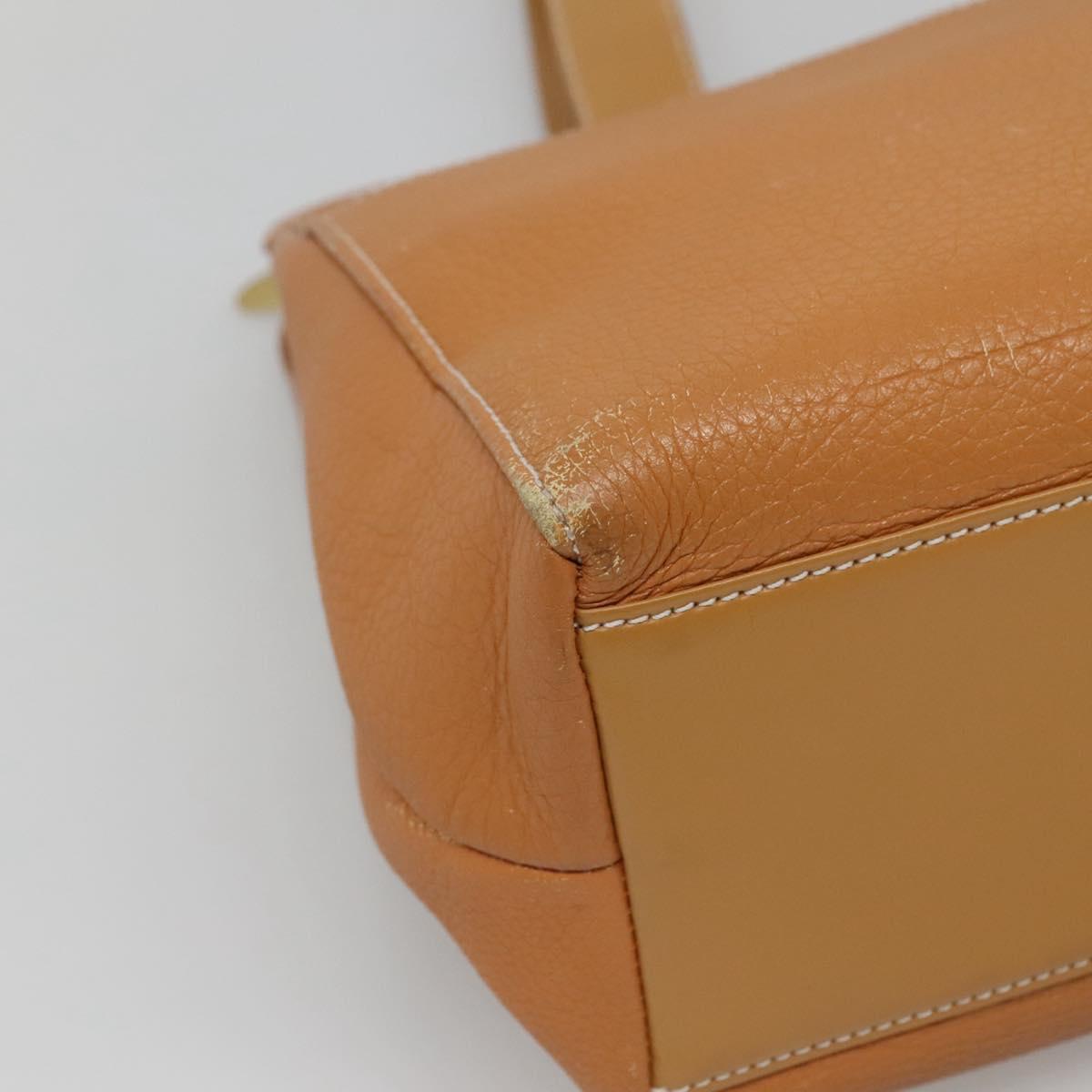 Burberrys Tote Bag Leather Brown Gold Auth 138055