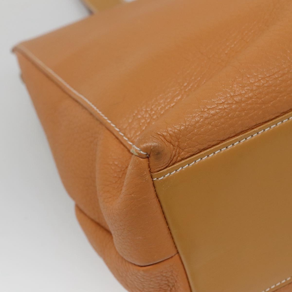 Burberrys Tote Bag Leather Brown Gold Auth 138055