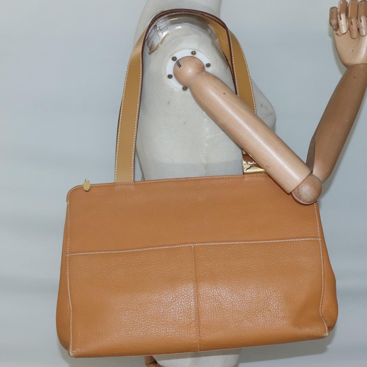 Burberrys Tote Bag Leather Brown Gold Auth 138055