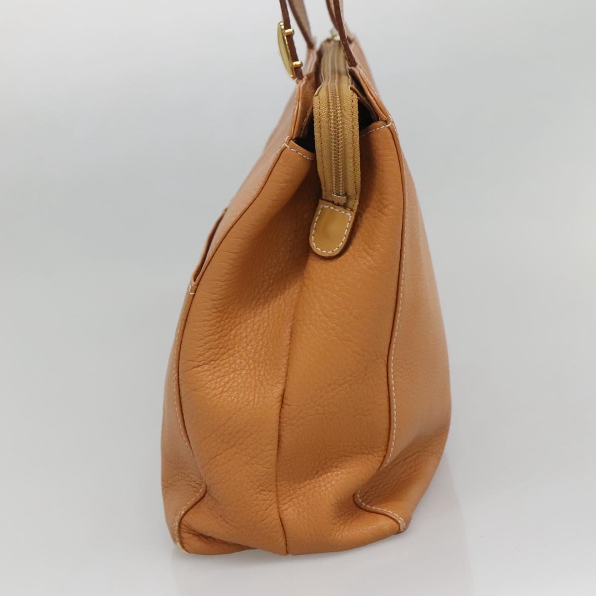 Burberrys Tote Bag Leather Brown Gold Auth 138055