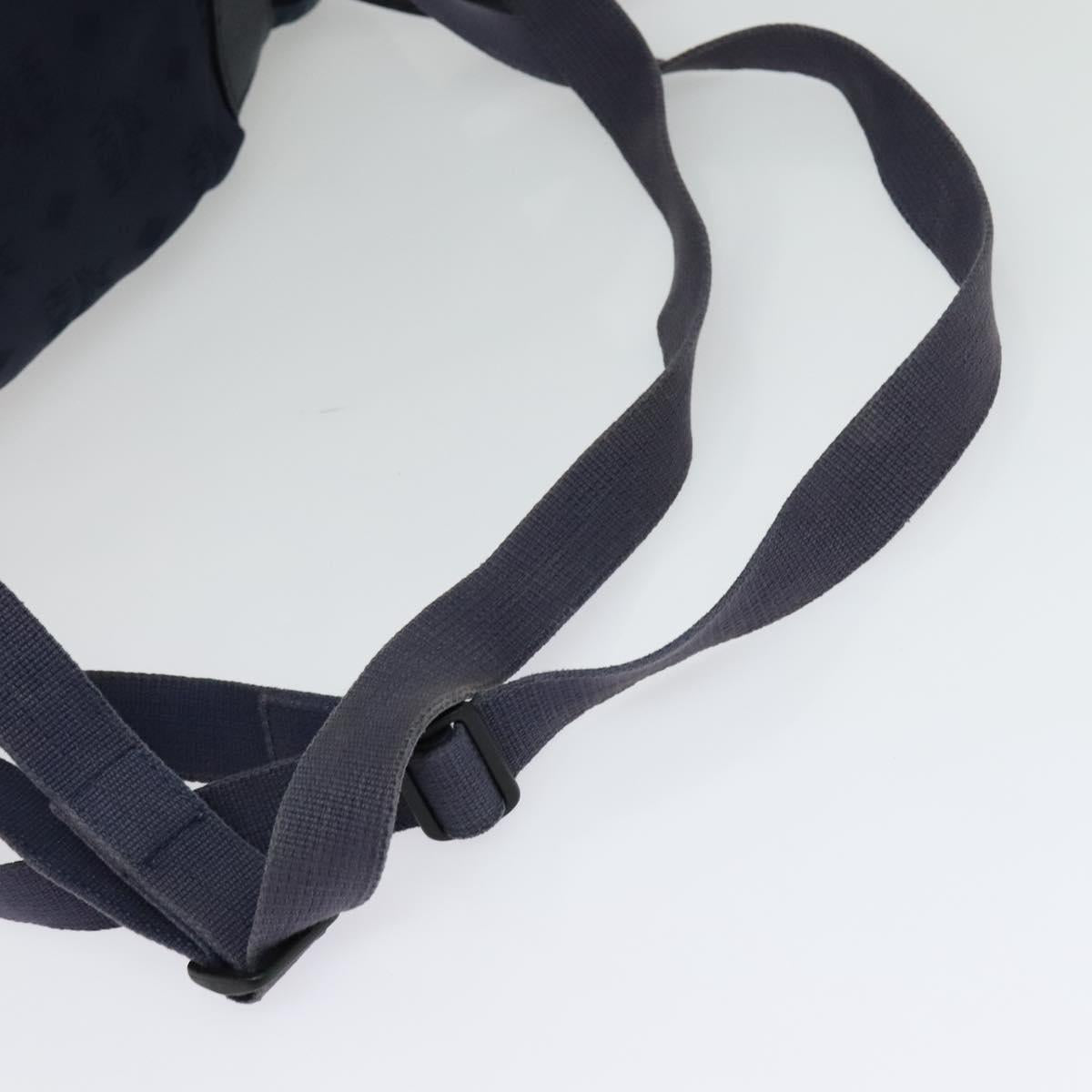 MCM Logogram Vicetos Backpack Nylon Navy Gold Auth 138056