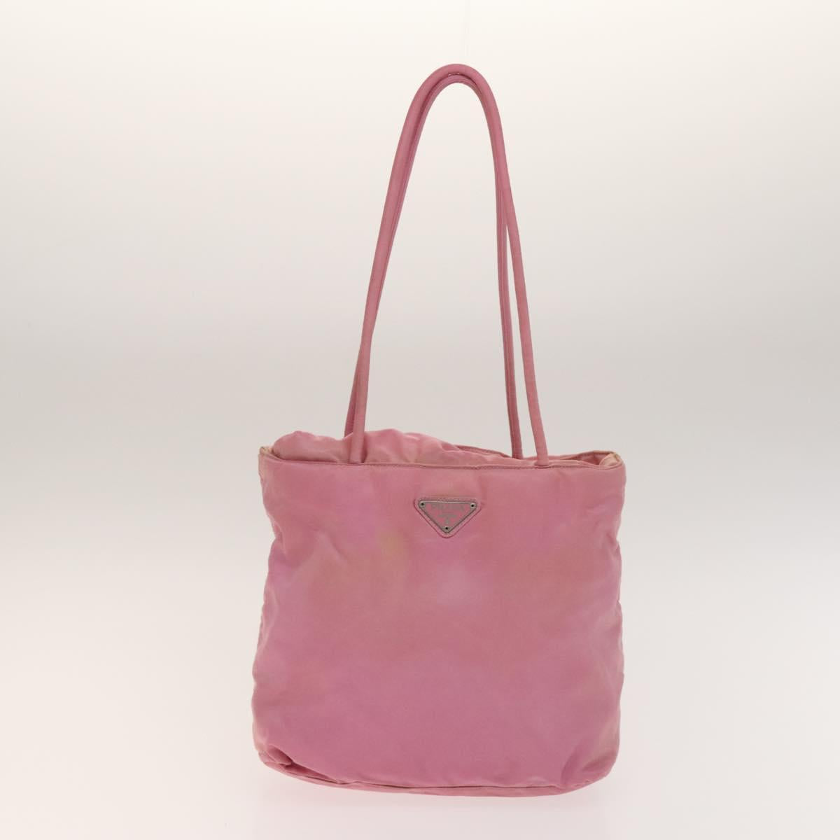PRADA Tote Bag Nylon 2Set Gray Pink Auth 138061