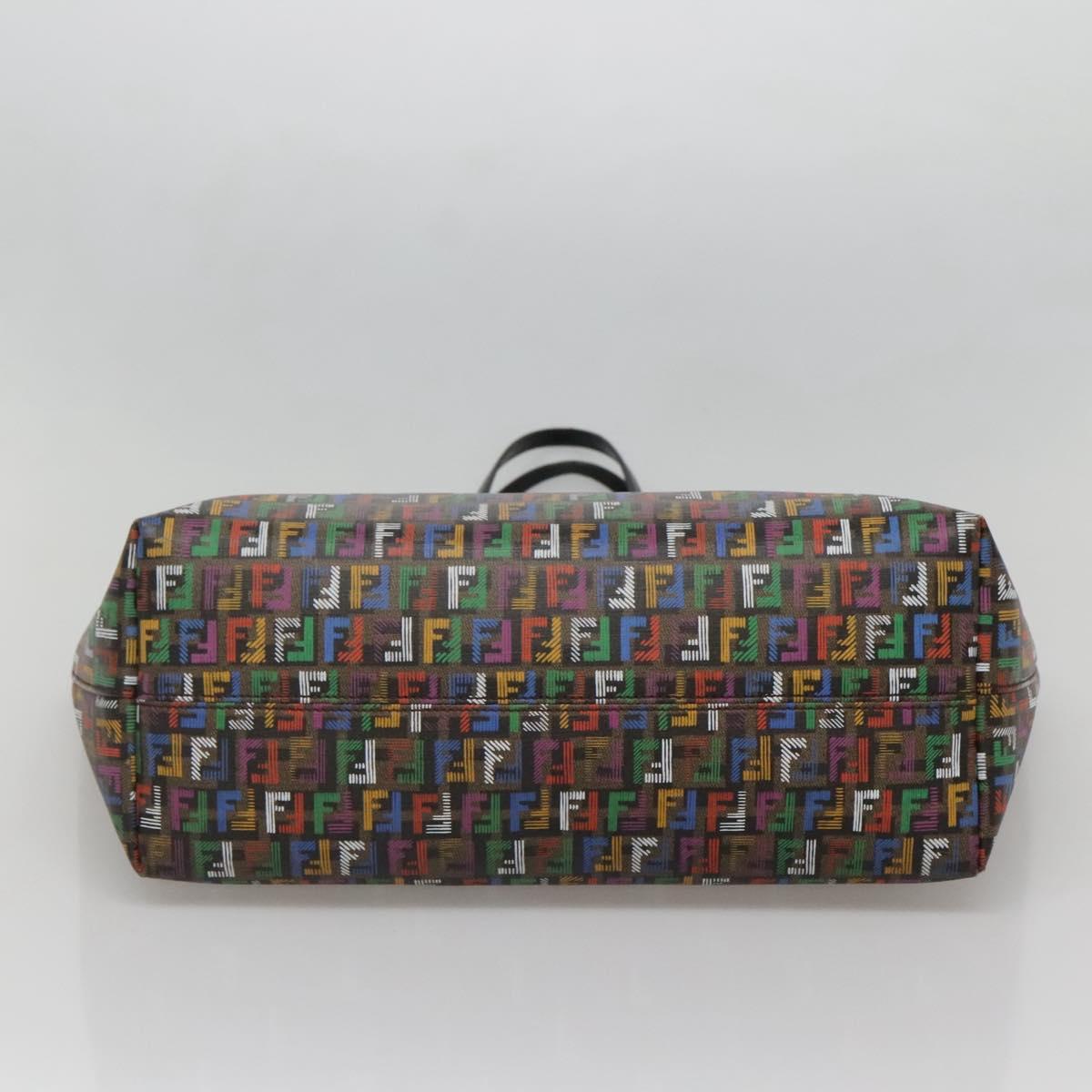 FENDI Zucchino Canvas Tote Bag Multicolor Gold Auth 138069V