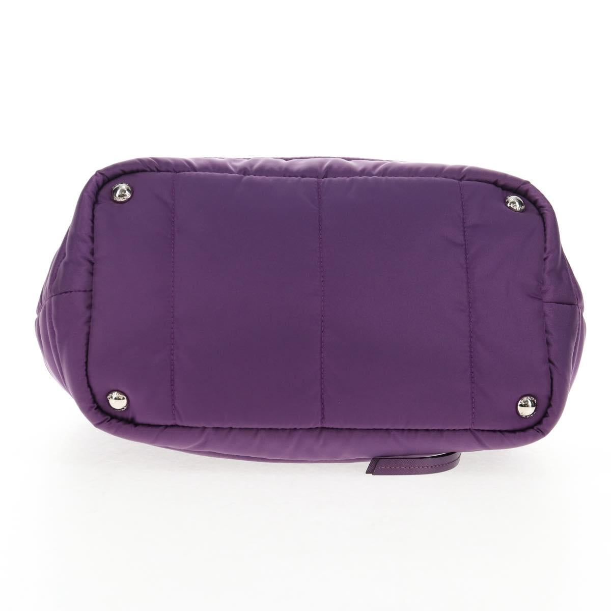 PRADA Hand Bag Nylon 2way Purple Gold Auth 138073M