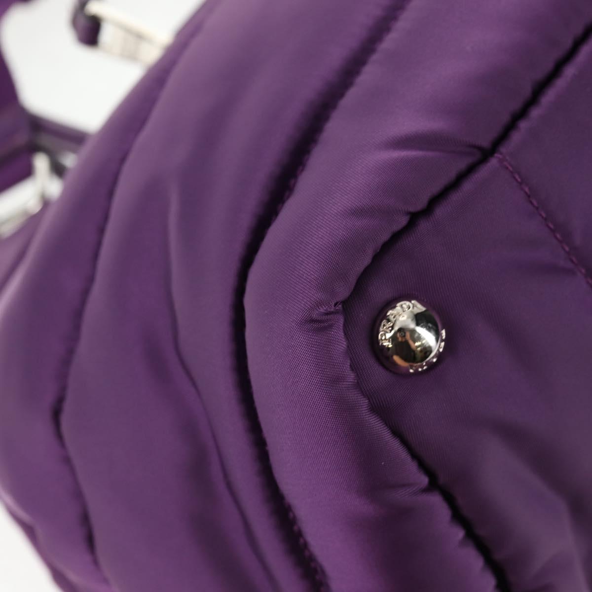 PRADA Hand Bag Nylon 2way Purple Gold Auth 138073M
