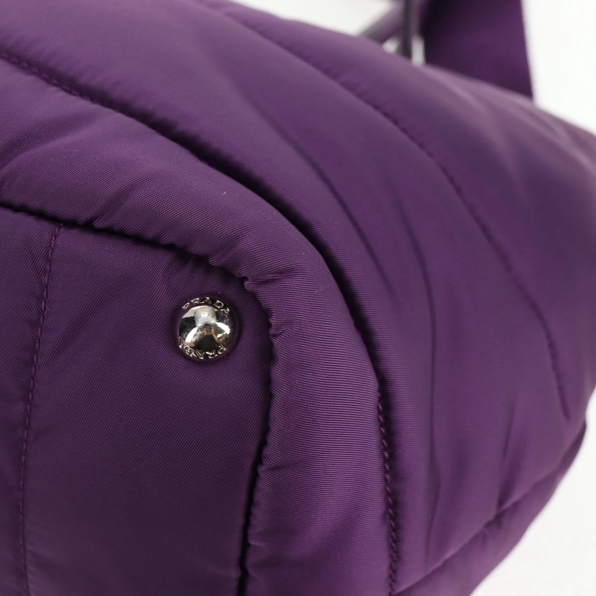 PRADA Hand Bag Nylon 2way Purple Gold Auth 138073M