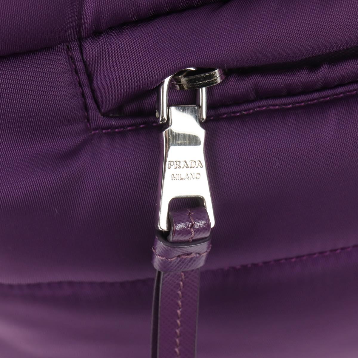 PRADA Hand Bag Nylon 2way Purple Gold Auth 138073M