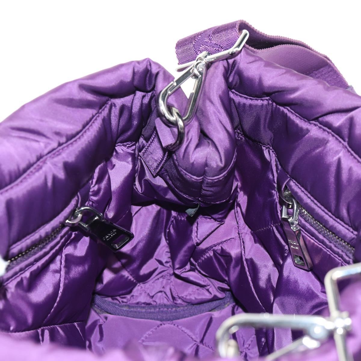 PRADA Hand Bag Nylon 2way Purple Gold Auth 138073M