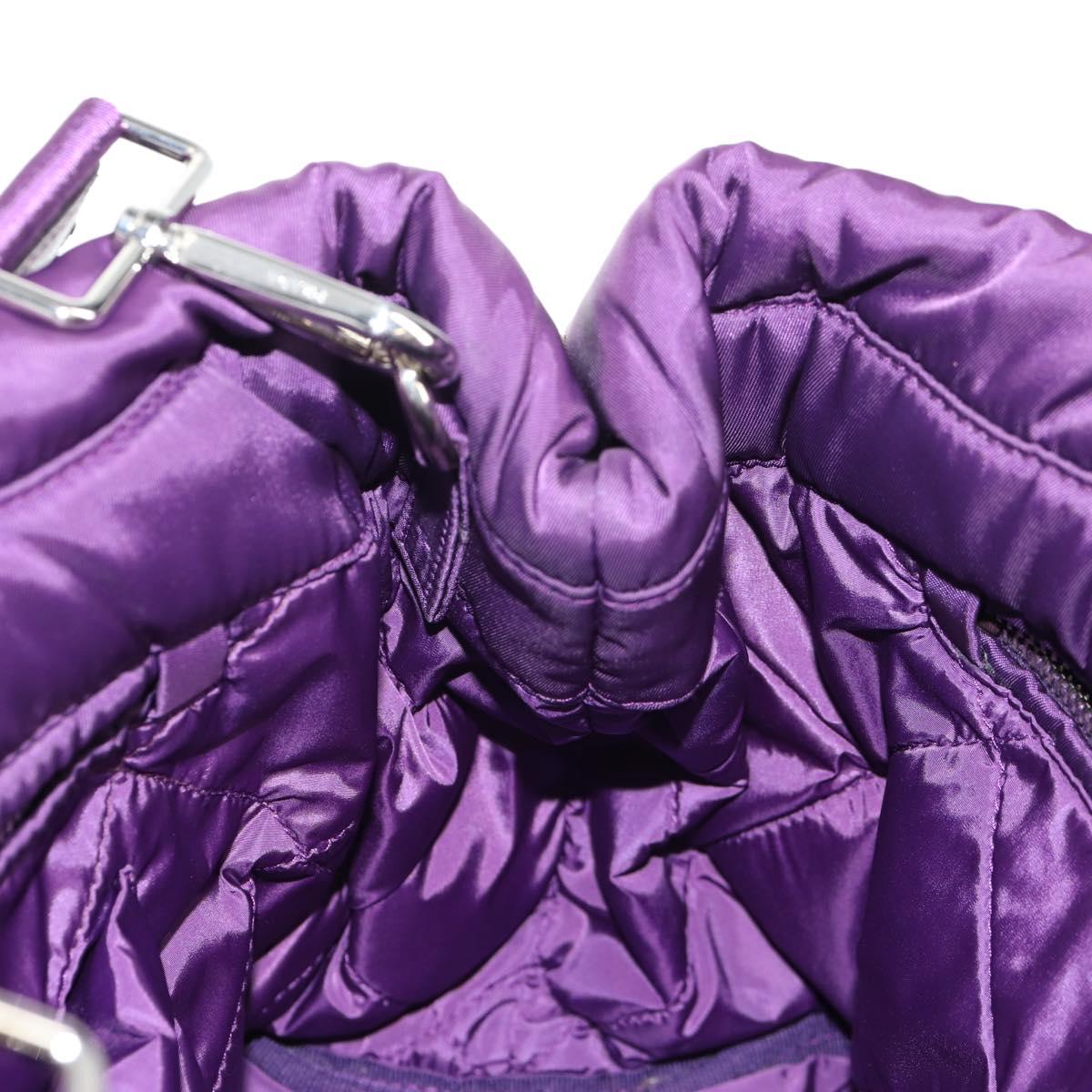 PRADA Hand Bag Nylon 2way Purple Gold Auth 138073M