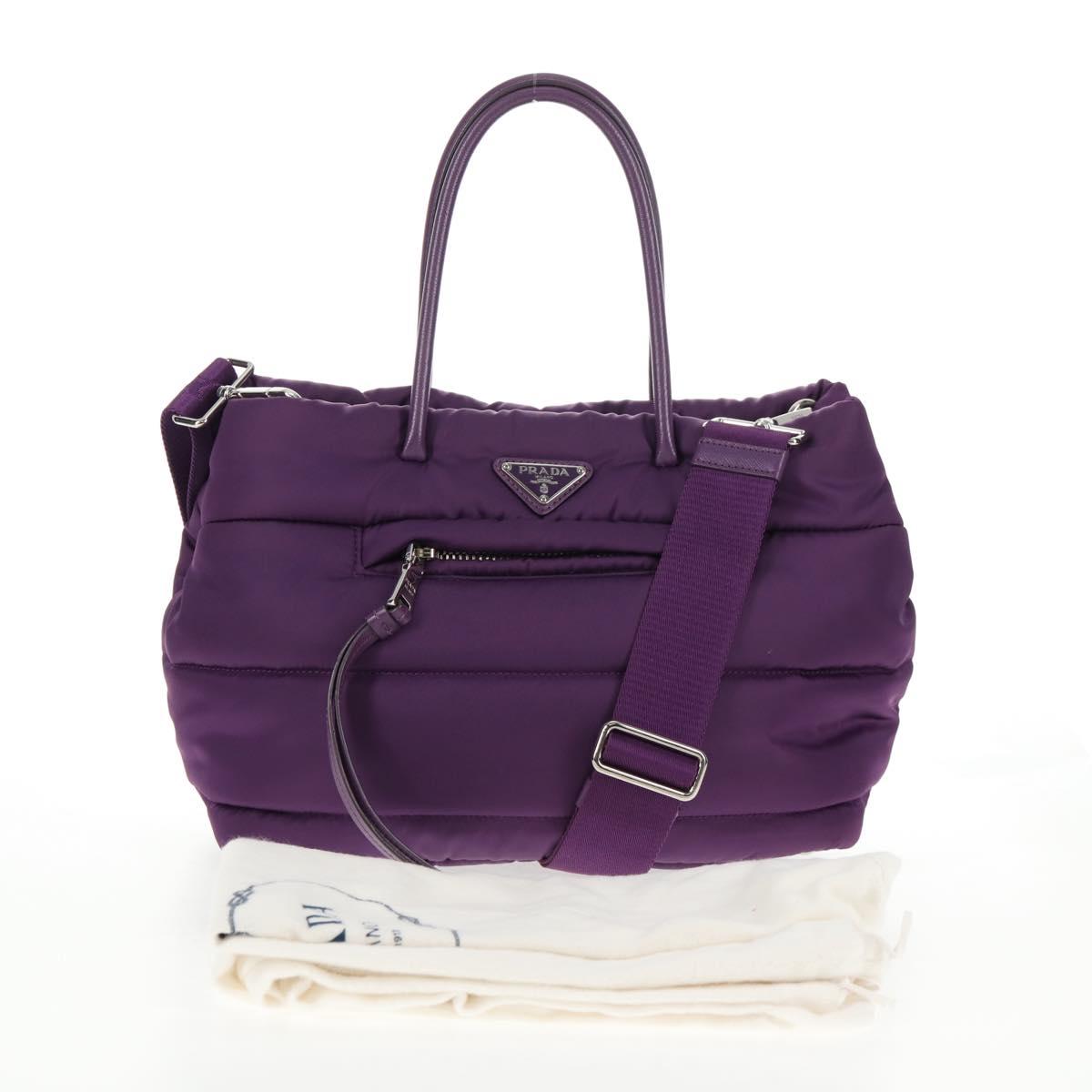 PRADA Hand Bag Nylon 2way Purple Gold Auth 138073M