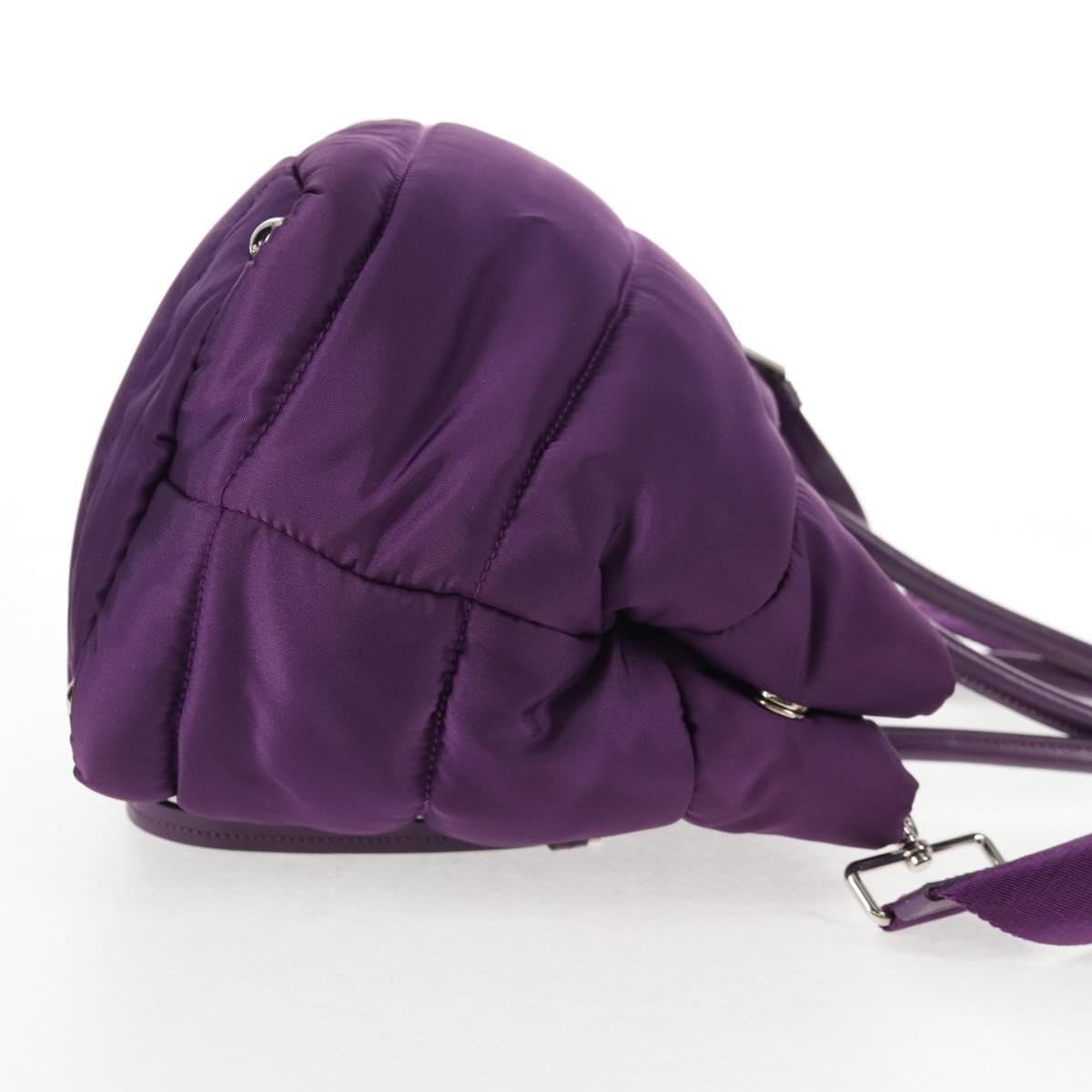 PRADA Hand Bag Nylon 2way Purple Gold Auth 138073M