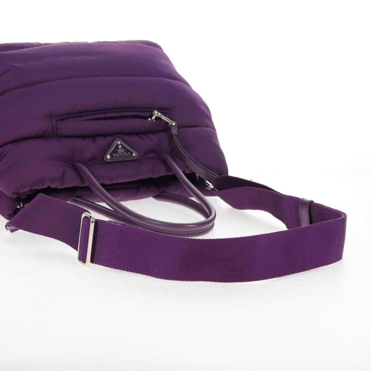 PRADA Hand Bag Nylon 2way Purple Gold Auth 138073M