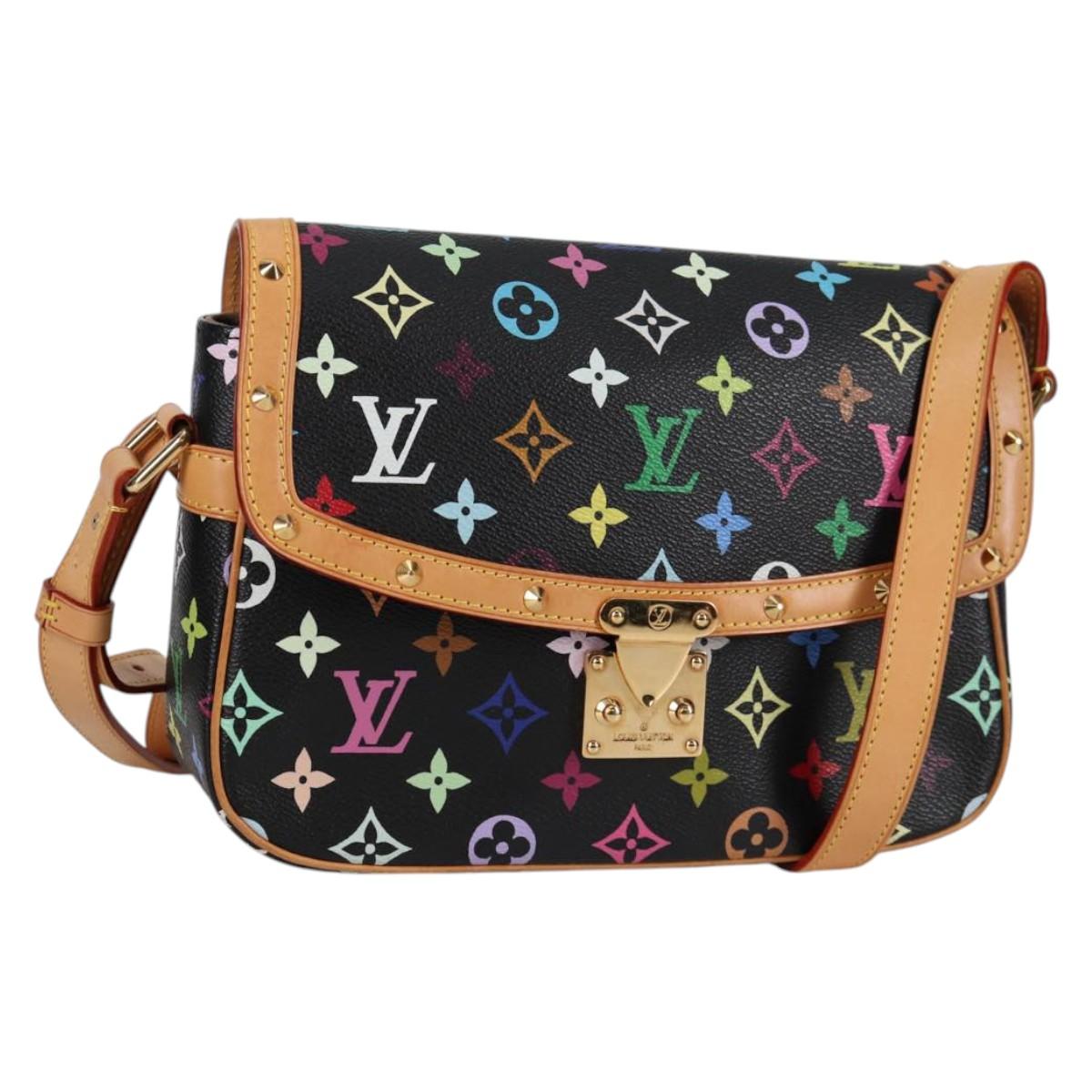 LOUIS VUITTON Monogram Multicolor Sologne Shoulder Bag Black M92639 Auth 138075SAV