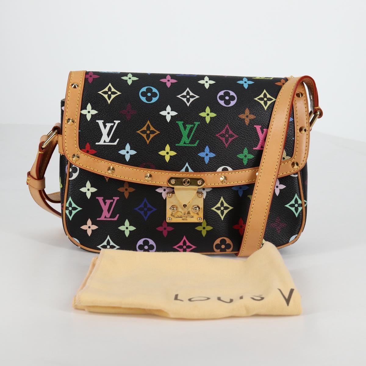LOUIS VUITTON Monogram Multicolor Sologne Shoulder Bag Black M92639 Auth 138075SAV