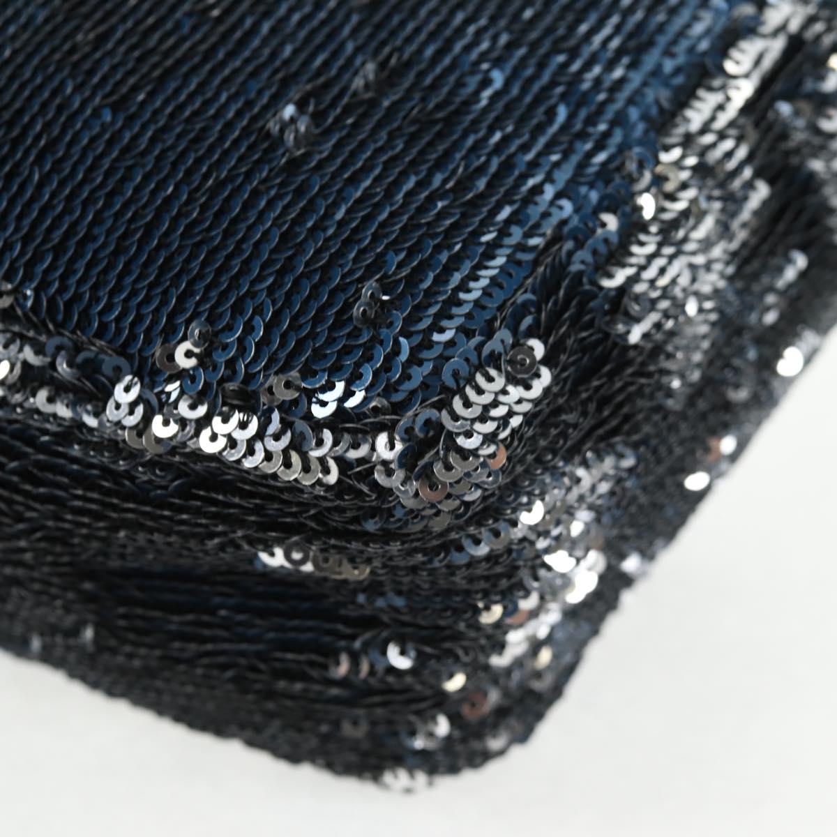 CHANEL Shoulder Bag Sequin Blue Silver CC Auth 138088SM