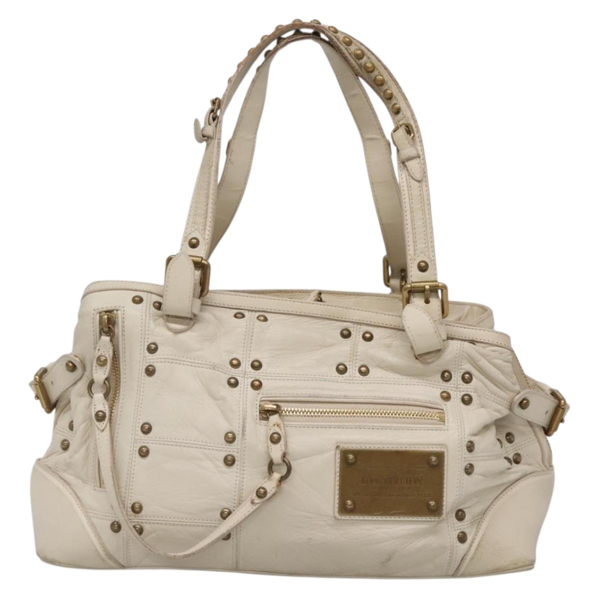 LOUIS VUITTON Rivette Hand Bag Leather White Ecru M95345 LV Auth 138104
