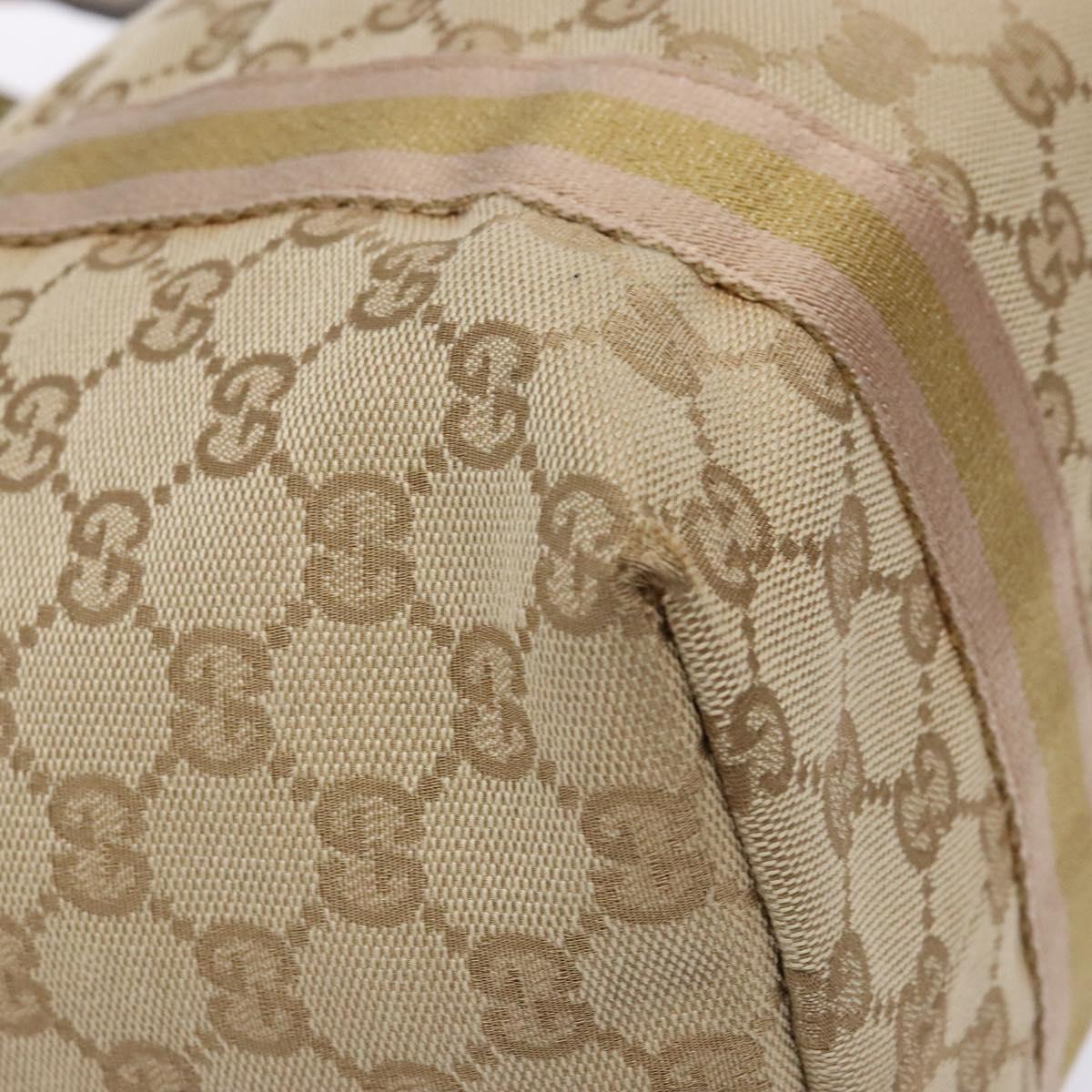 GUCCI GG Canvas Sherry Line Tote Bag Beige Gold 137396 Auth 138114