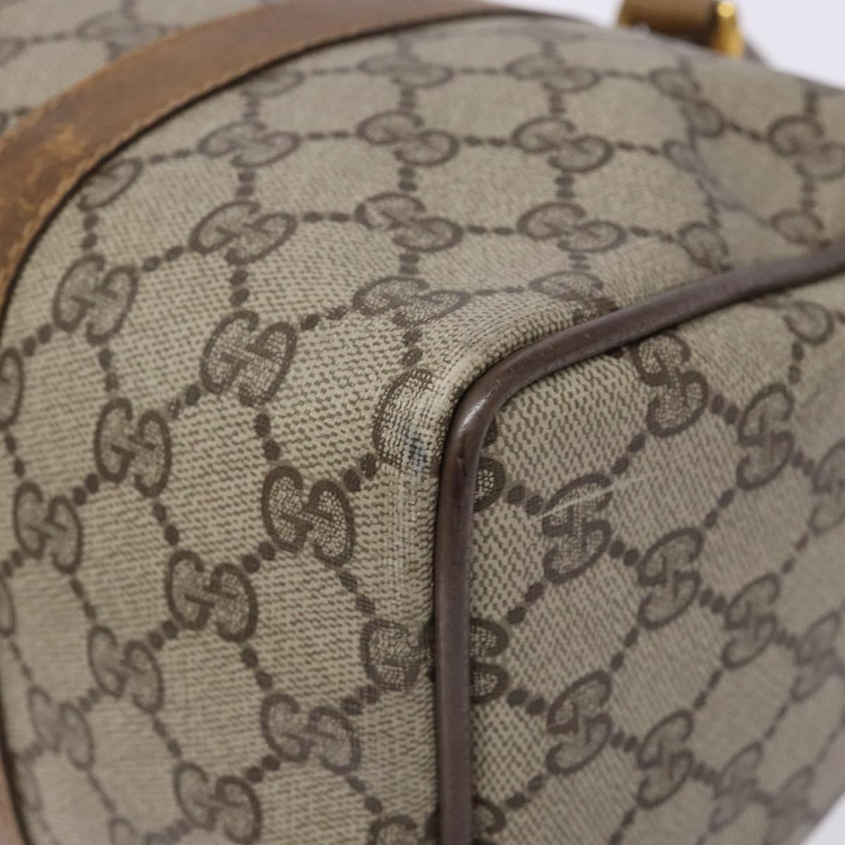 GUCCI GG Supreme Web Sherry Line Hand Bag PVC Beige Gold 69 02 007 Auth 138116