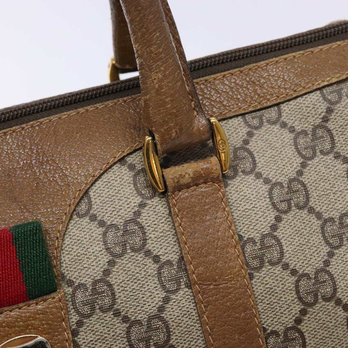GUCCI GG Supreme Web Sherry Line Hand Bag PVC Beige Gold 69 02 007 Auth 138116