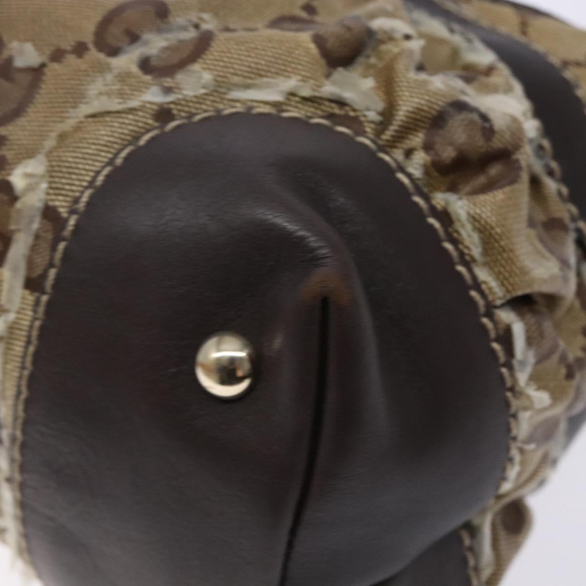 GUCCI GG Crystal Hand Bag Coated Canvas Beige Gold 223964 Auth 138117